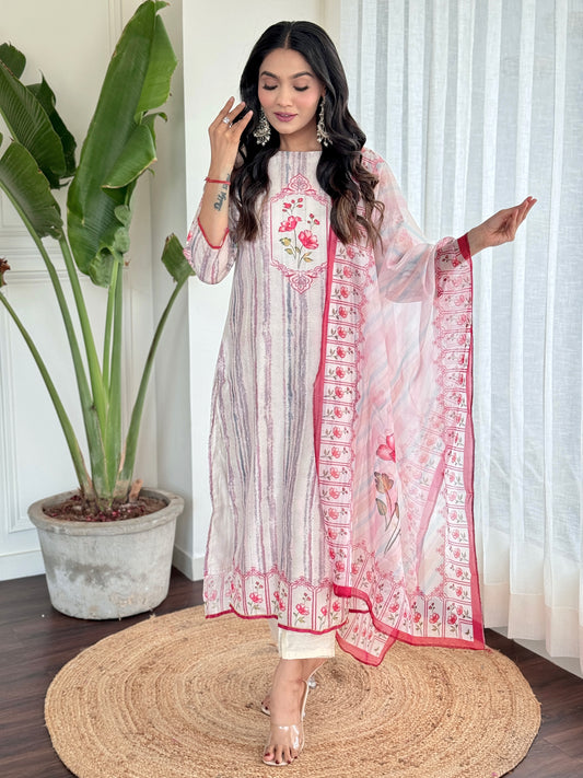 MultiColor Embroidered Straight Kurta