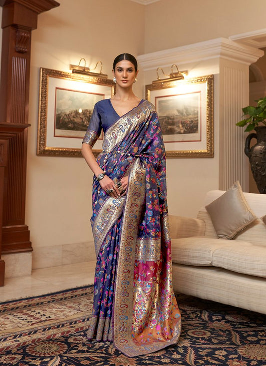 Navy bluewoven ethnic sarees