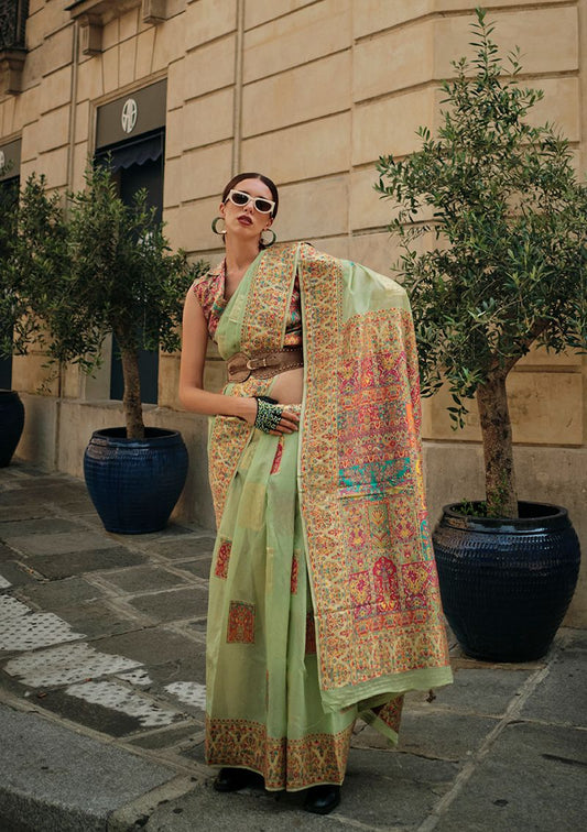  Light green woven ethnic sarees