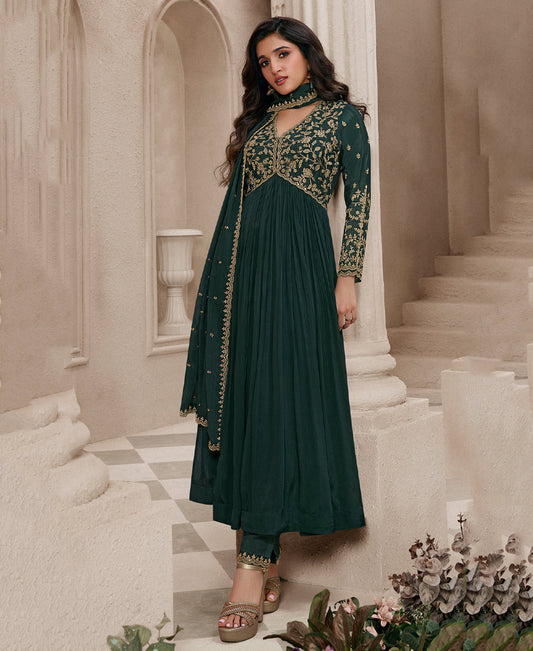 Green Anchor Anarkali Suit Set For Women