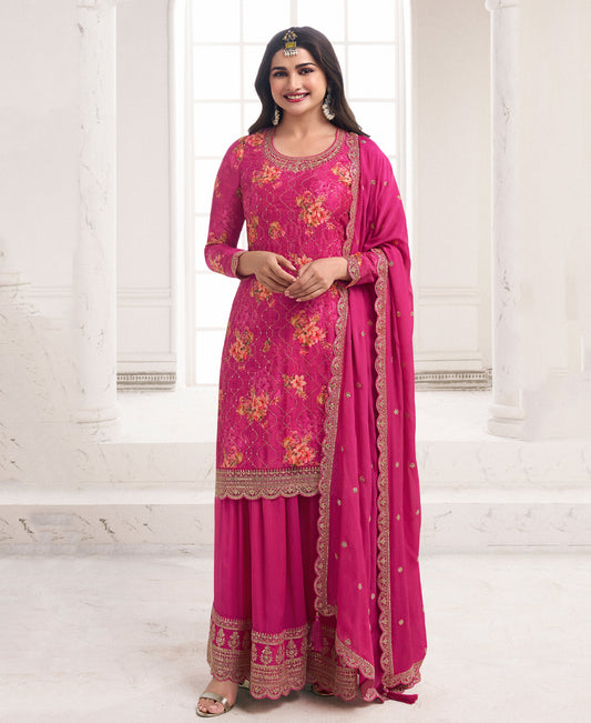 Prachi Desai'S Elegant Pink Floral Printed Straight Suit For Women Pakistani Style