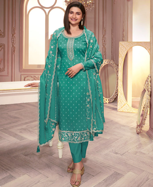 Trendy Sea Green Straight Suit For Women