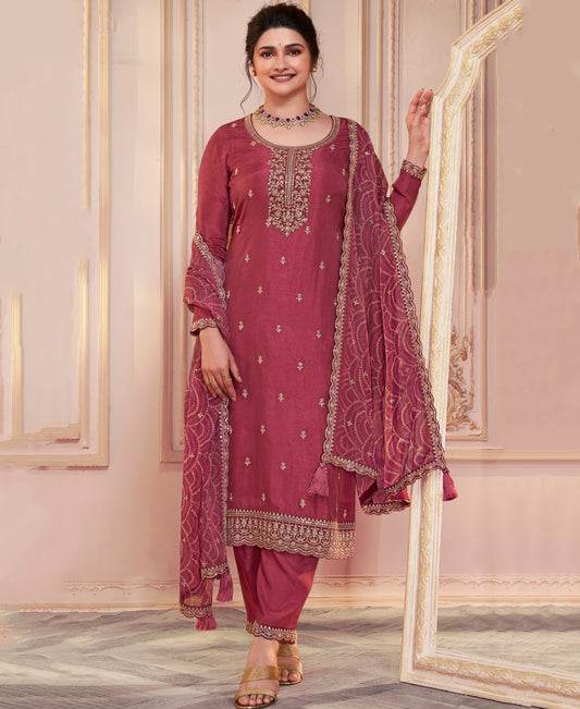 Latest Red Georgette Straight Suit For Women Festive Wear