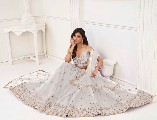 OFF WHITE COLOR NET FABRIC LEHENGA CHOLI