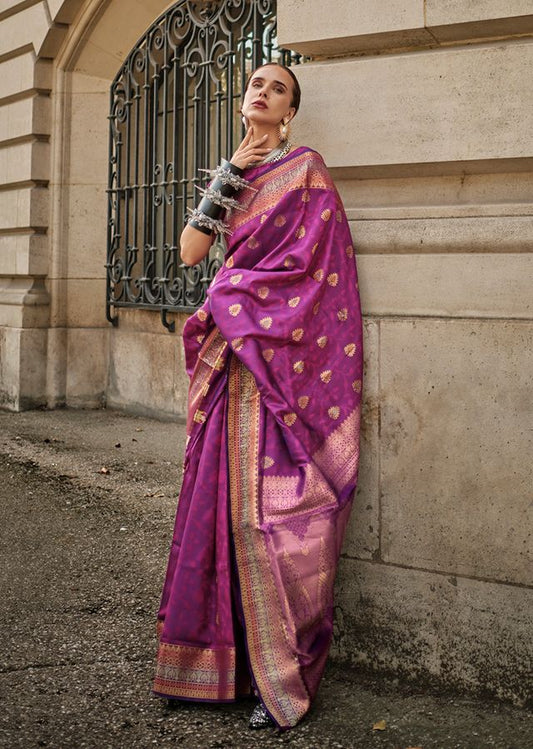 Purple Woven Ethnic Sarees