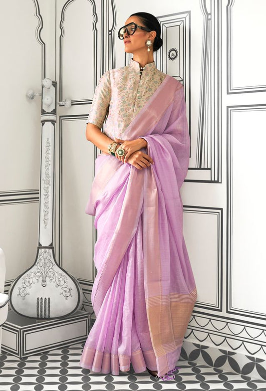 Lavenderzari Woven Ethnic Sarees