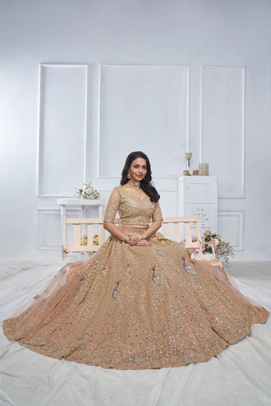 Show stopper Mustard  Embroidered bridal wear lehenga