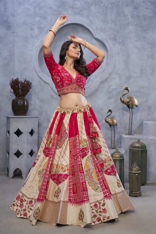 Regal Elegance: The Red and White Masterpiece Lehenga