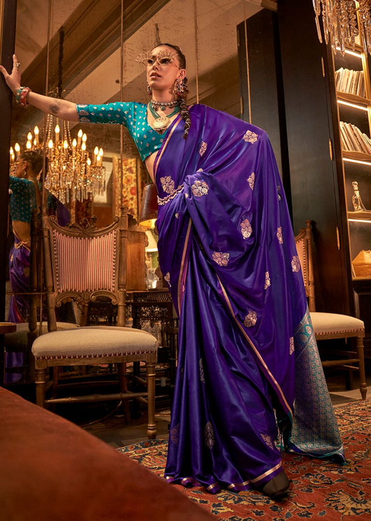 Violet woven ethnic sarees