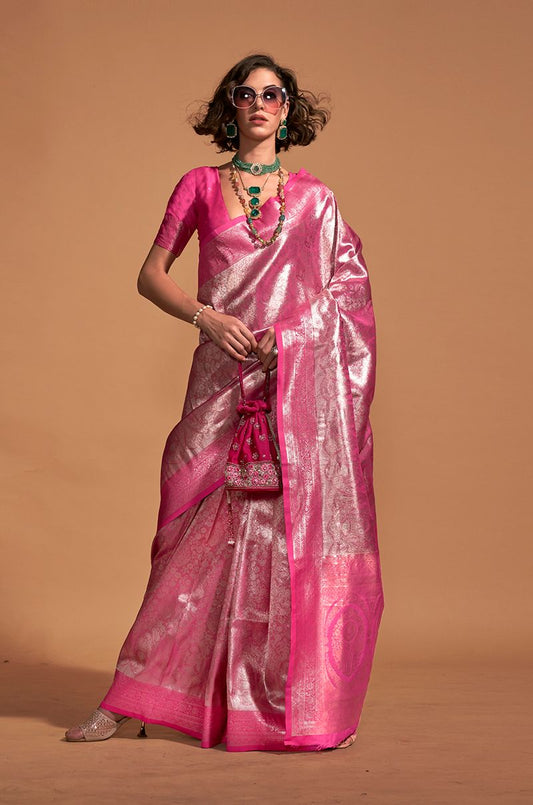  Pink woven saree