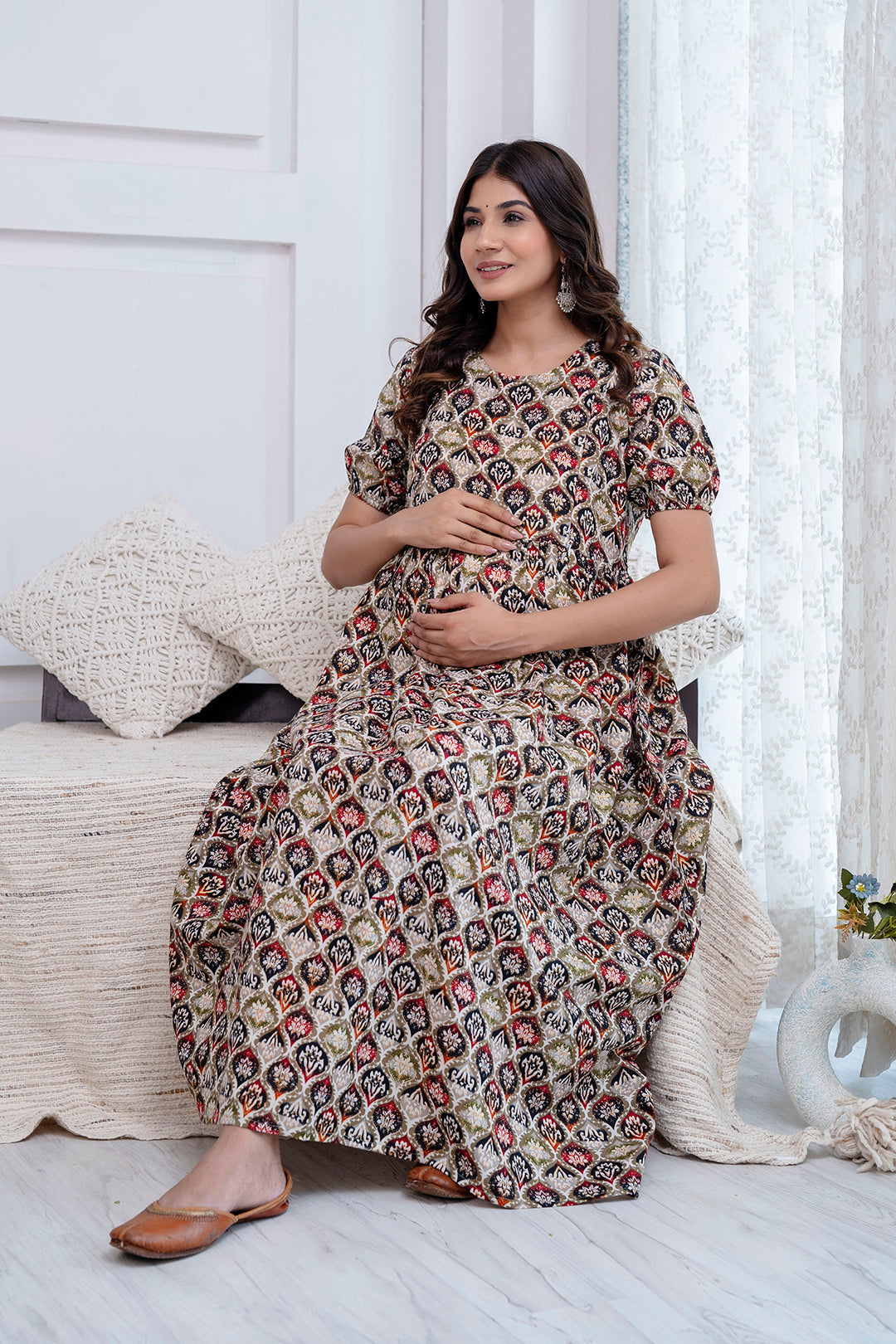 Fab Multi Printed Maternity Dress For Women