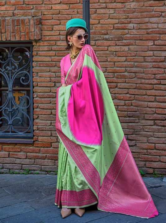 Green Printed Ethnic Sarees