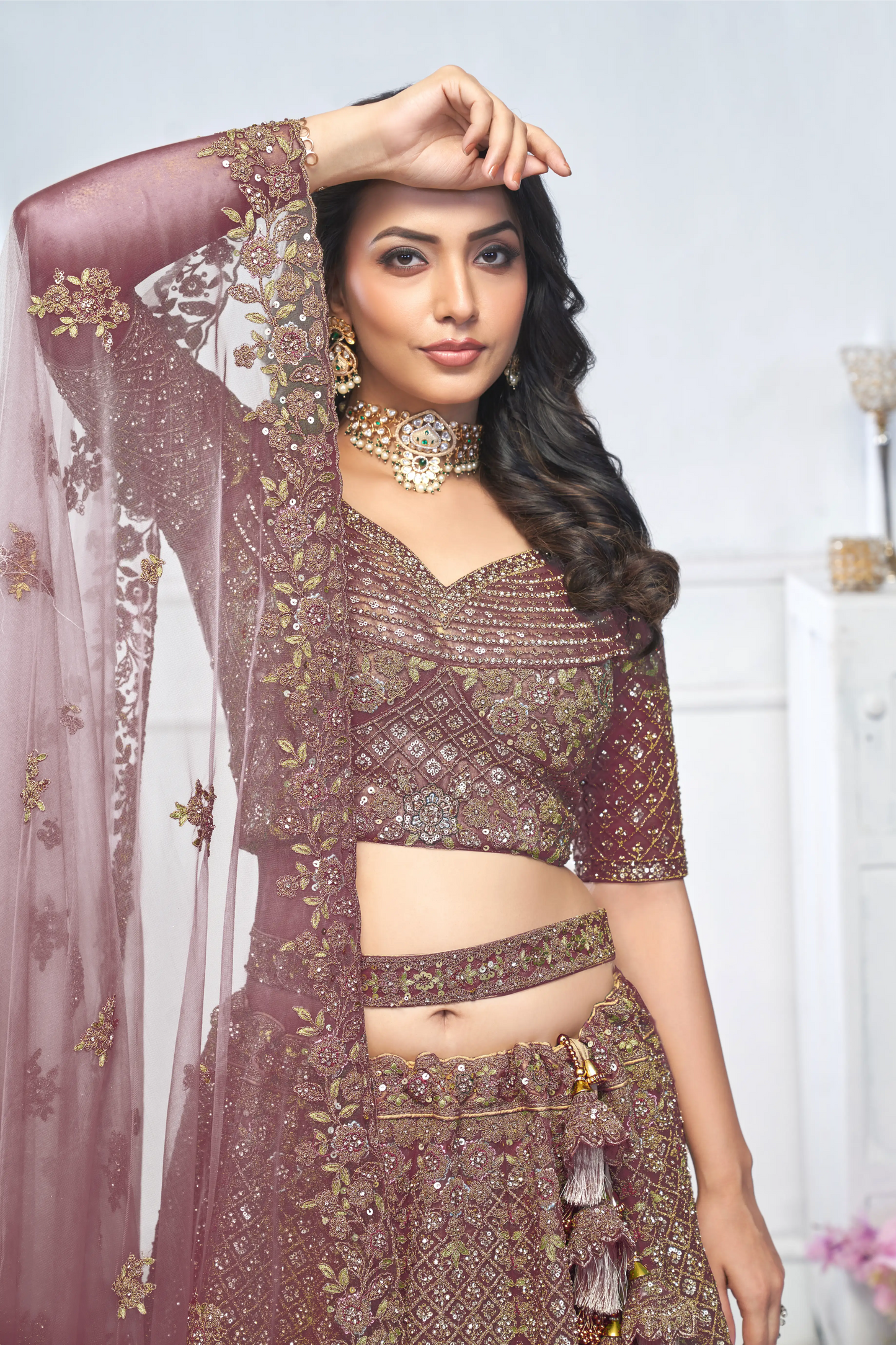 Dark Purple bridal wear lehenga