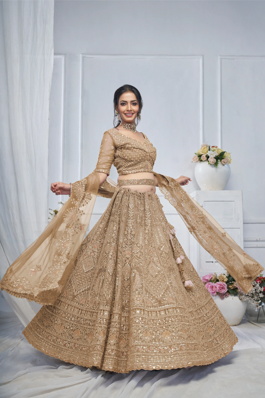 Royal Grandeur bridal Brown  Lehenga