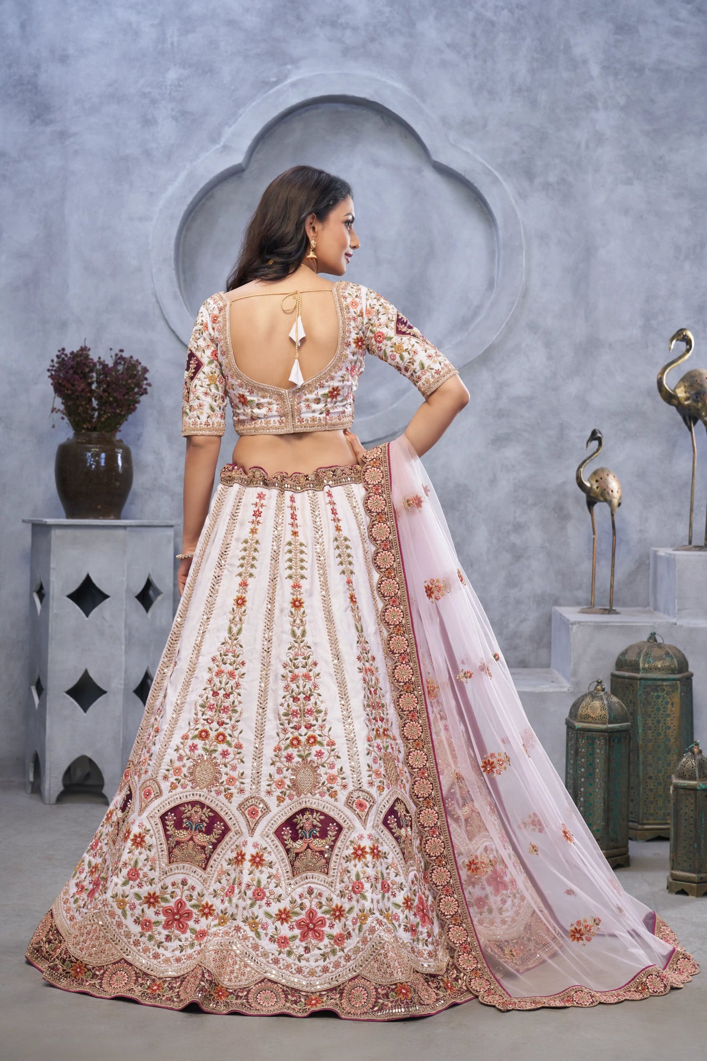 Bridal Light Purple Lehenga with Zari Paisley Embroidery