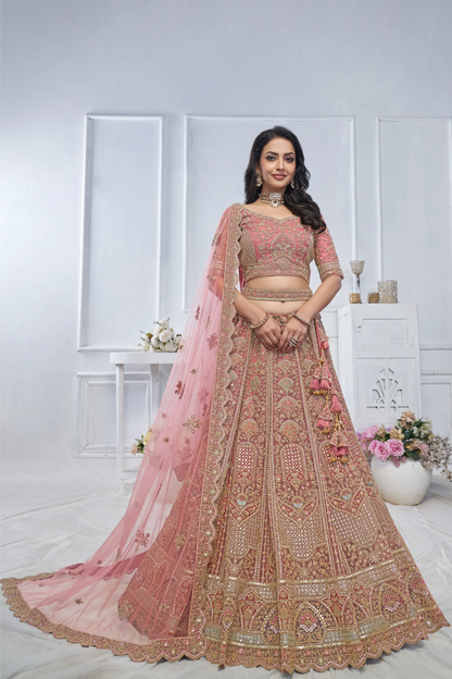 Pastel Onion Embroidered Bridal lehenga