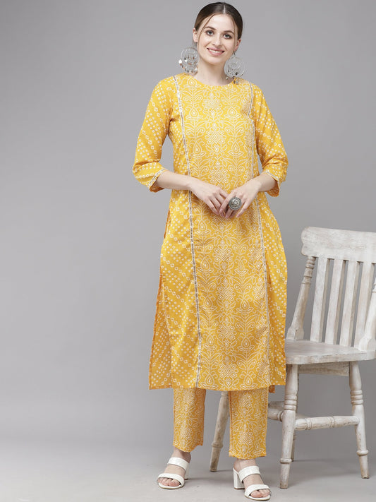 Women Printed Straight Kurta With Trouser Set