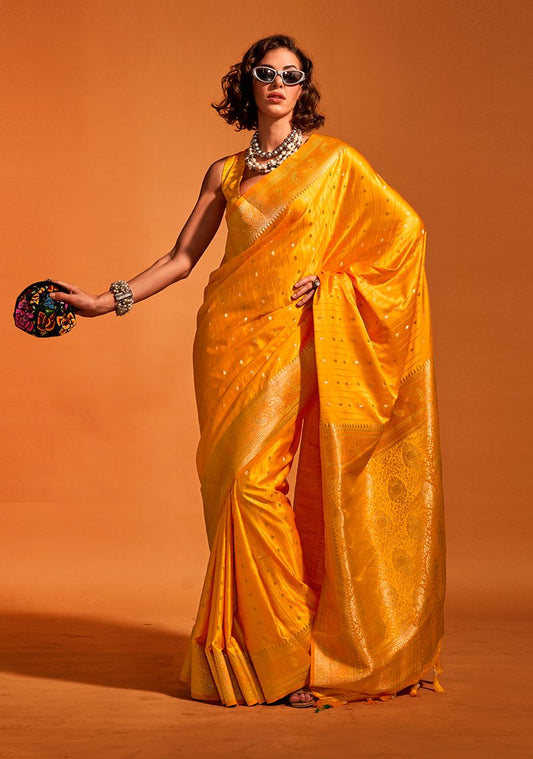 Mustard woven saree