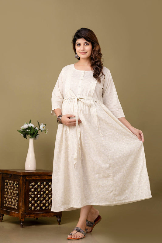 Off White Maternity Dress For Women