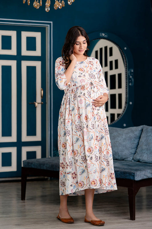 Off White Maternity Dress For Women