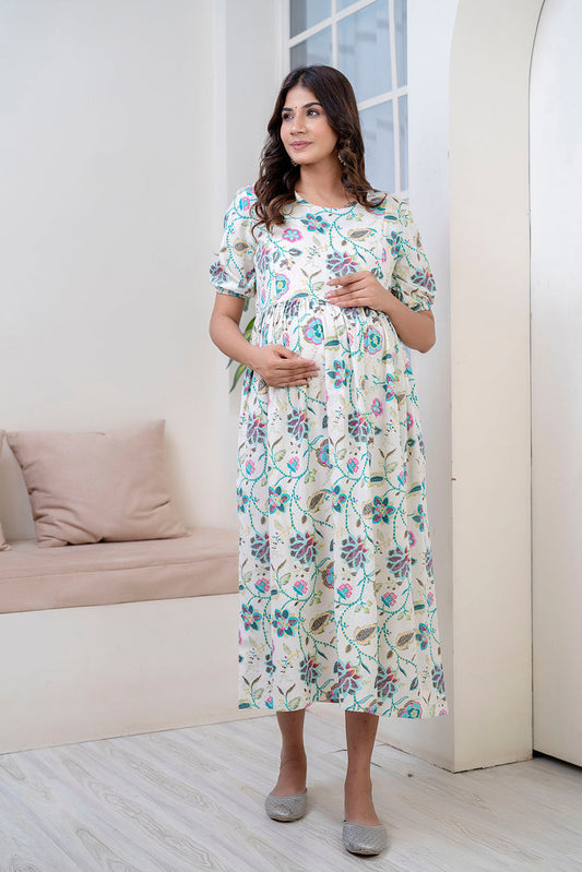 Off White Maternity Dress For Women