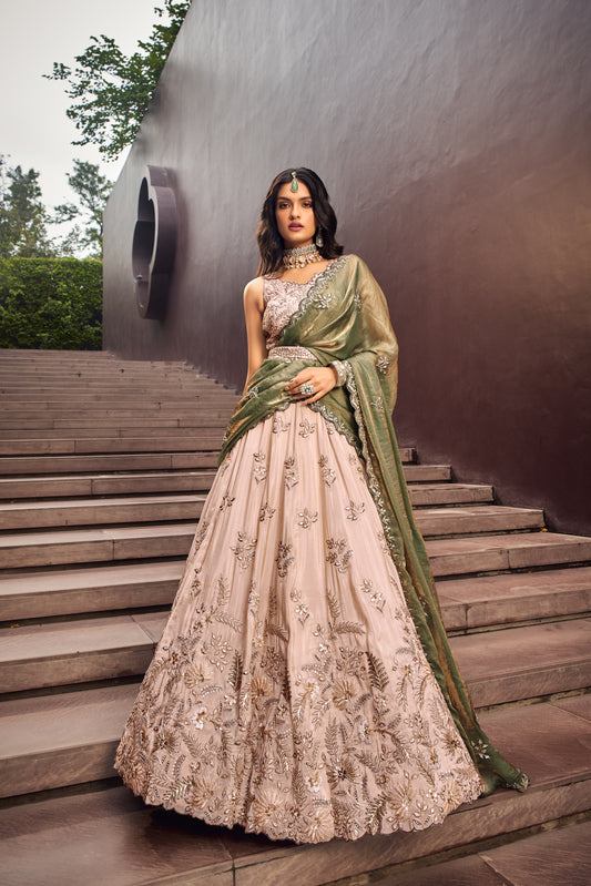 Green Viscose fabric Sequins work Lehenga