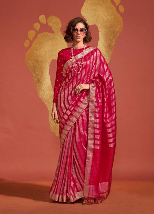 Maroon woven saree