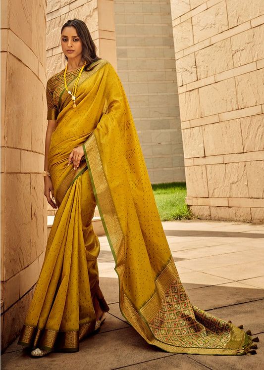 Mustard patola silk saree