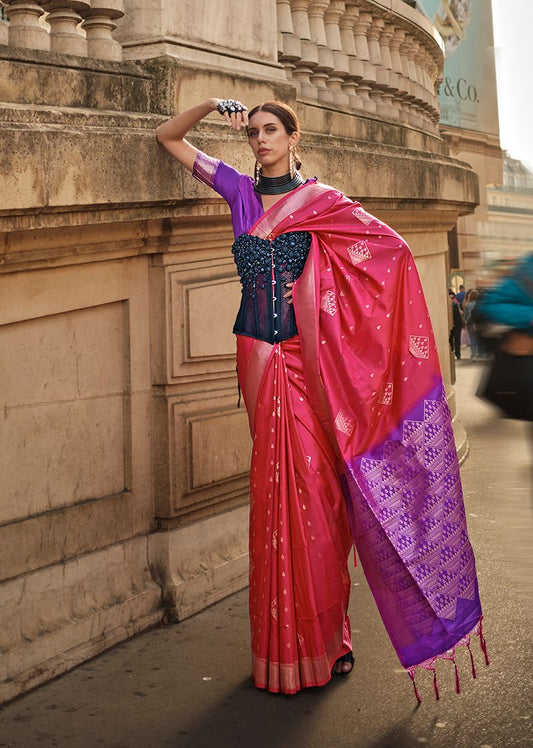 Magenta woven saree