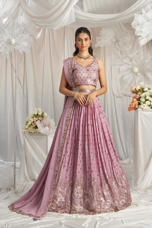 Lavender Georgette Sequin embroidery Lehenga Set