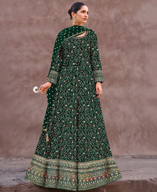 Green Georgette Wedding Wear Anarkali Gown