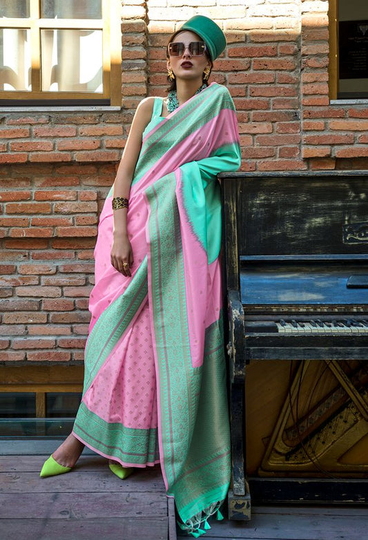 Pink Printed Ethnic Sarees