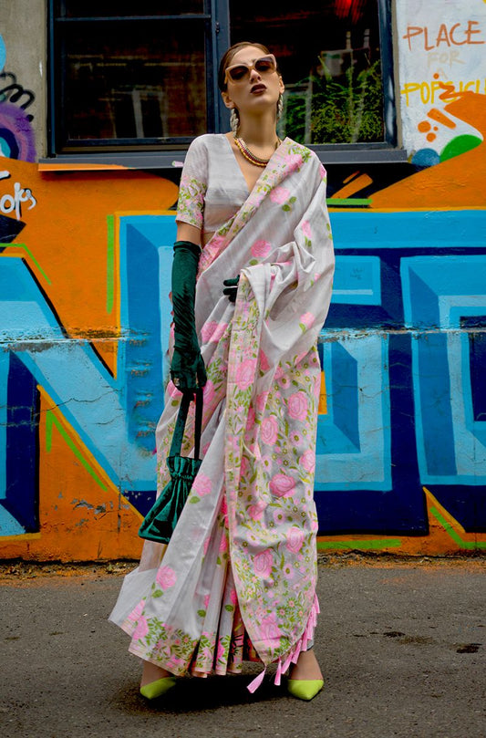  Grey woven saree