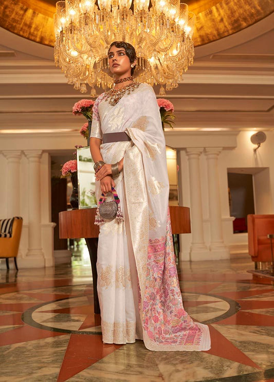 White woven saree