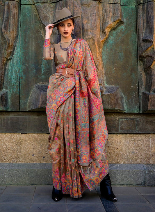 Chiku woven saree