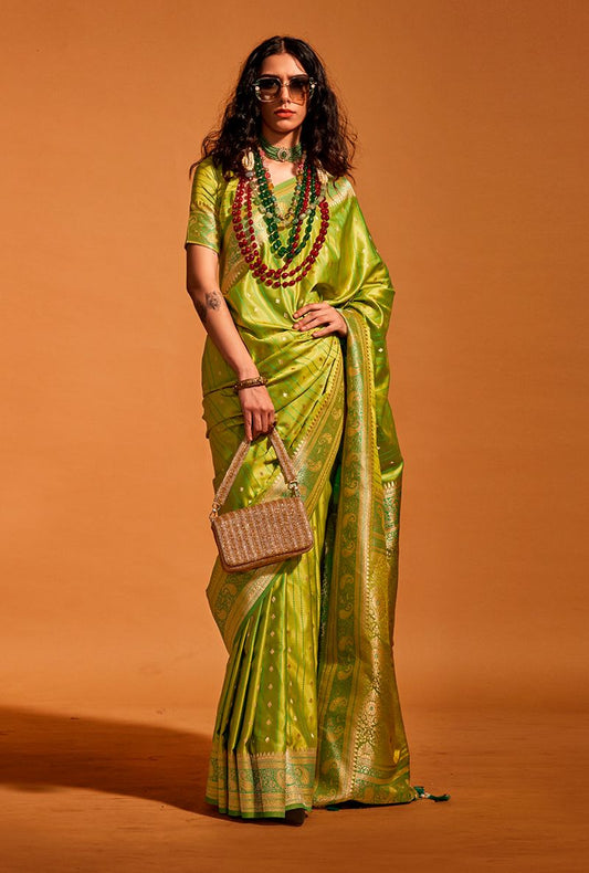 Olive woven saree