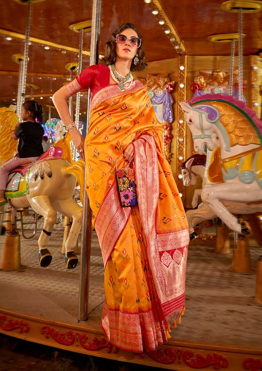 Mustard woven Saree