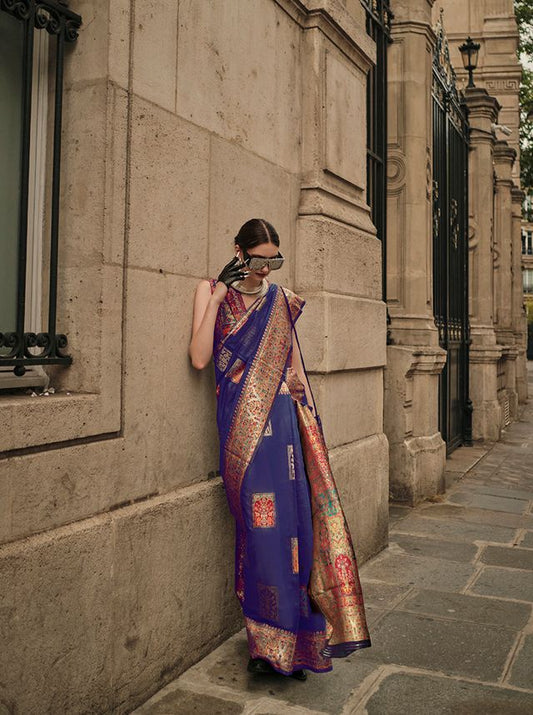  Blue woven ethnic sarees