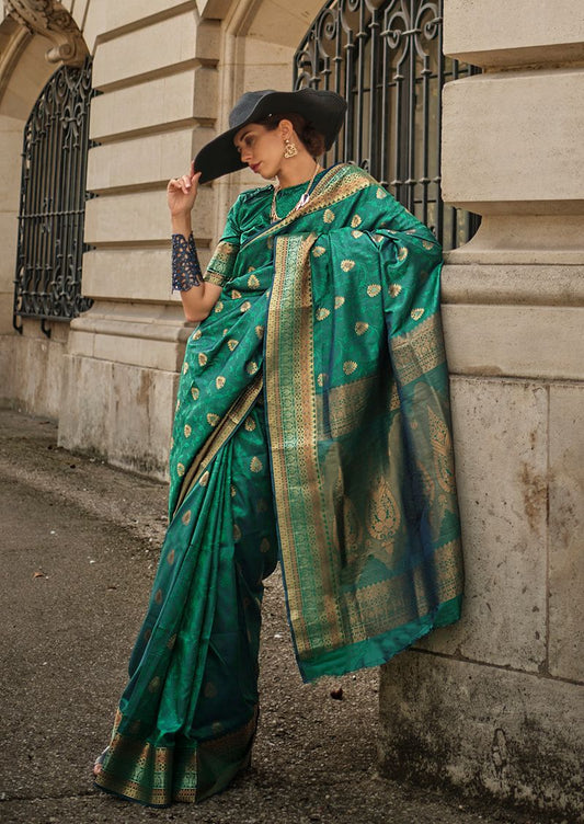 Green woven ethnic sarees