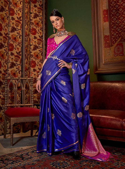 Blue Woven Ethnic Sarees