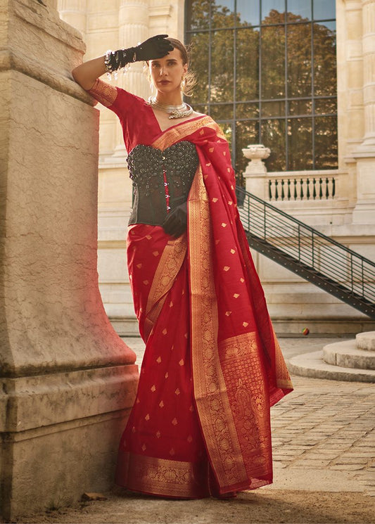 Red woven saree