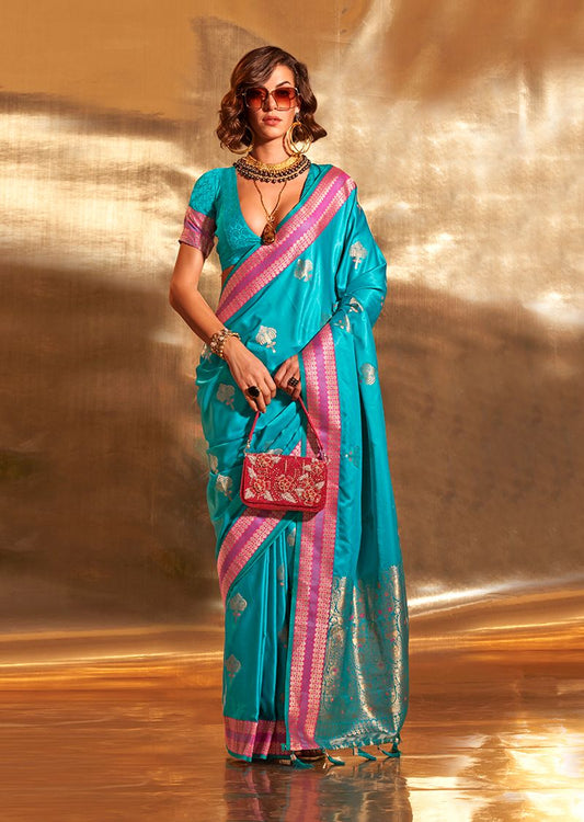 Blue woven saree