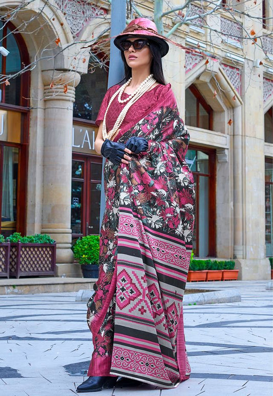 Multicolor Printed Ethnic Sarees