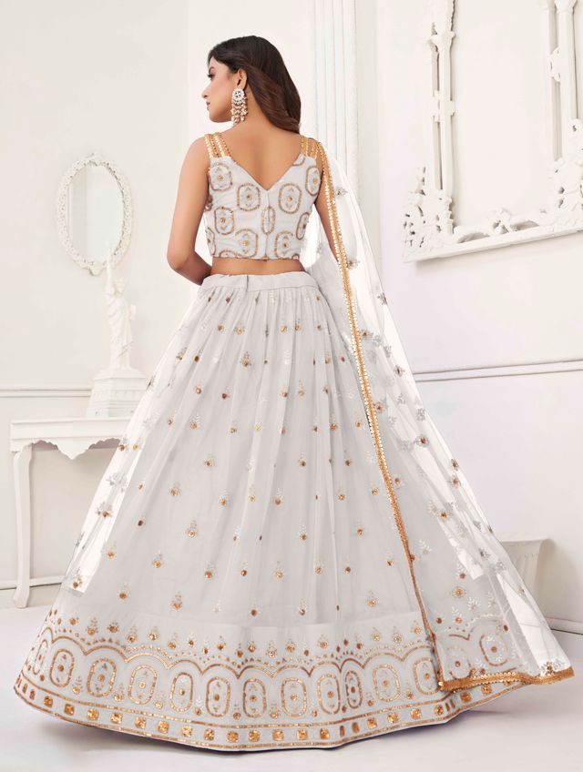 OFF WHITE COLOR NET FABRIC LEHENGA CHOLI