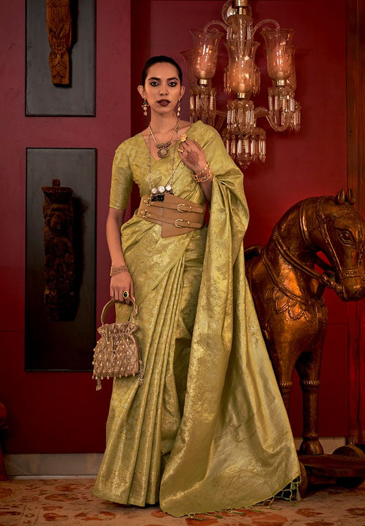  Light green woven saree