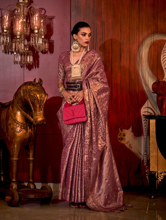 Mauve woven saree