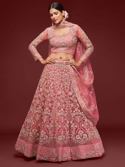 Fantasy Rose Women's Soft Net Embroidery Lehenga Choli