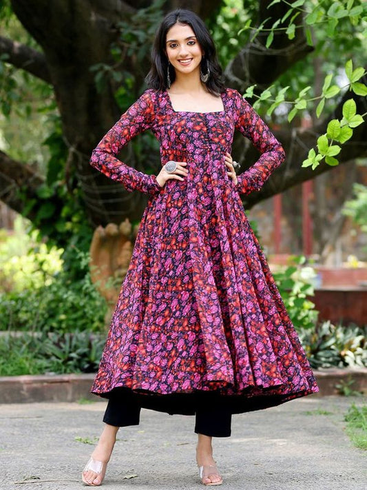 Multy Color Beautiful Designer Floral Printed Long Gown For Partywear Looks