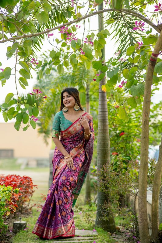 Purple Wevon Meenakari Designer Banarasi Silk Saree