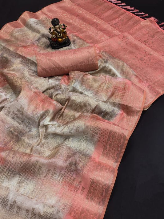 Rust Wevon Designer & Digital Printed Soft Silk Saree